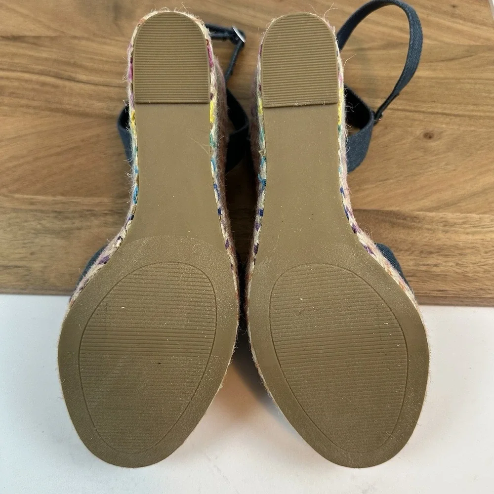New Womens Abound Sukie Blue Denim Platform‎ Espadrille Wedge Sandals Size 9 M